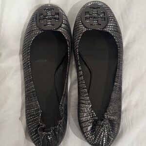 Tory Burch Textured Black Flats